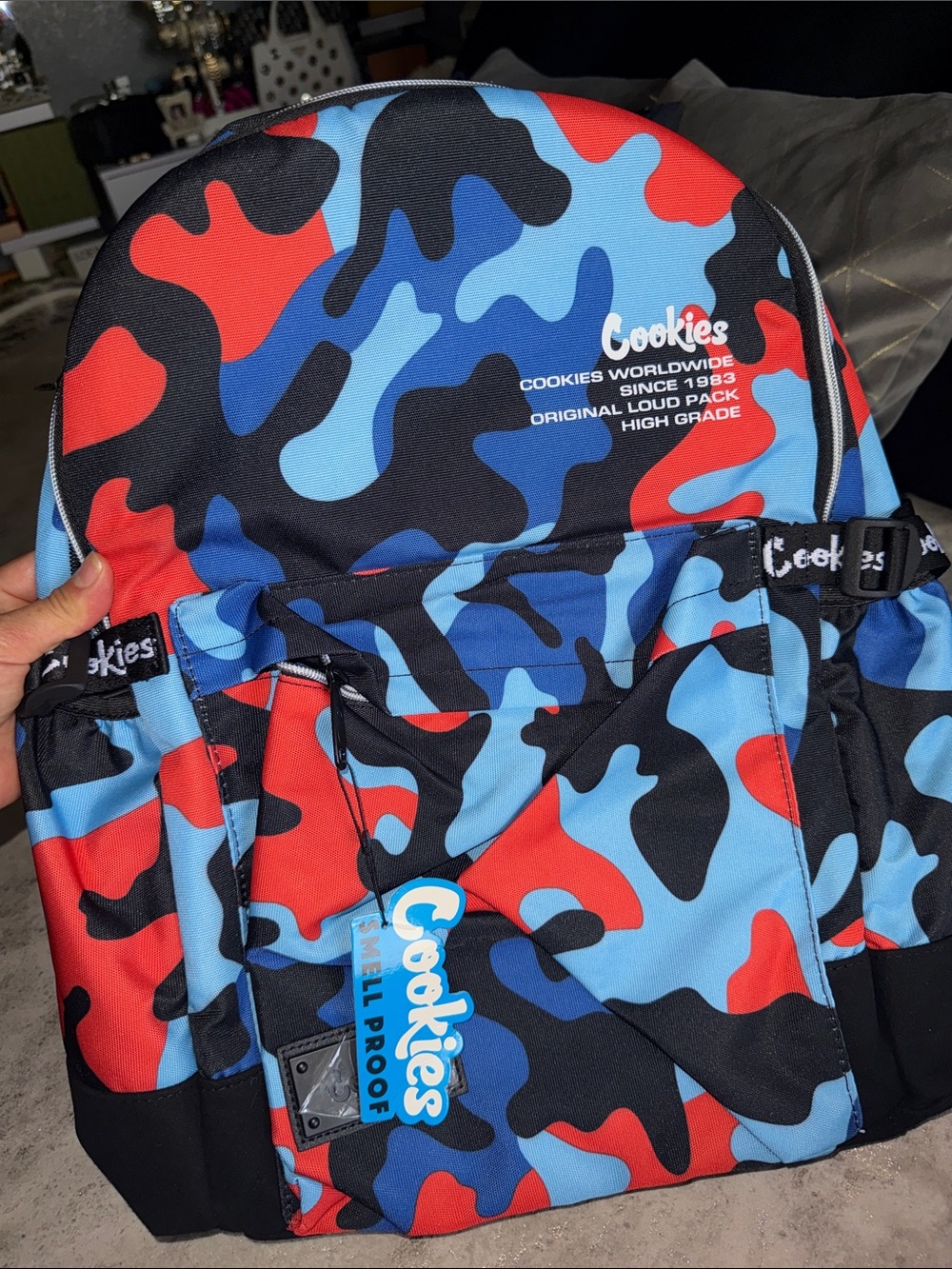 Cookies Men's Blue and Red Camo Backpack
